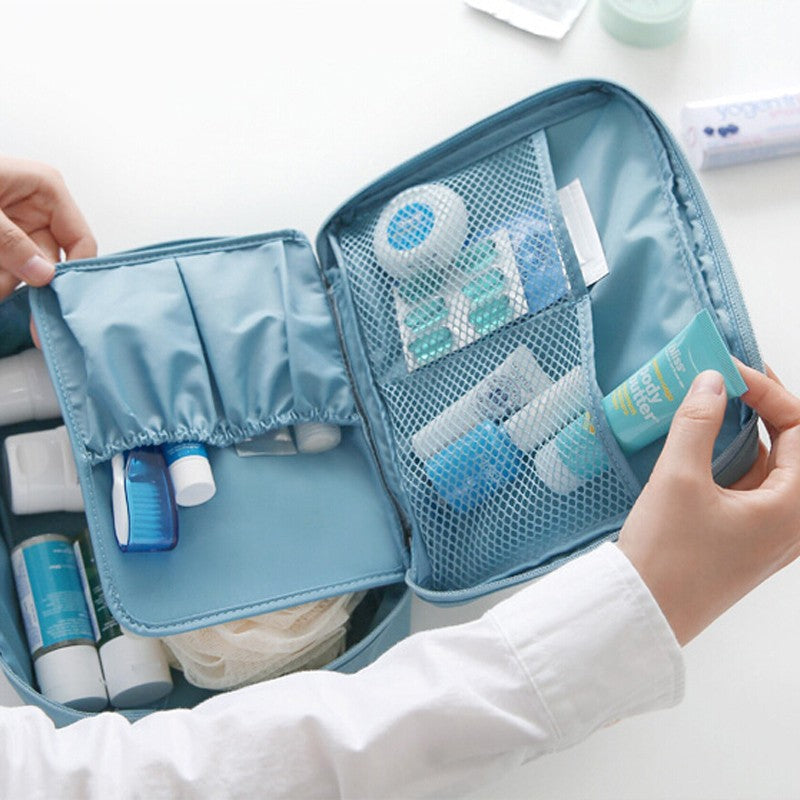 Bolsa de cosméticos portátil Divisor impermeable Bolsillos de rejilla múltiple Bolsas de aseo Bolsos de viaje para mujer Estuche de maquillaje
