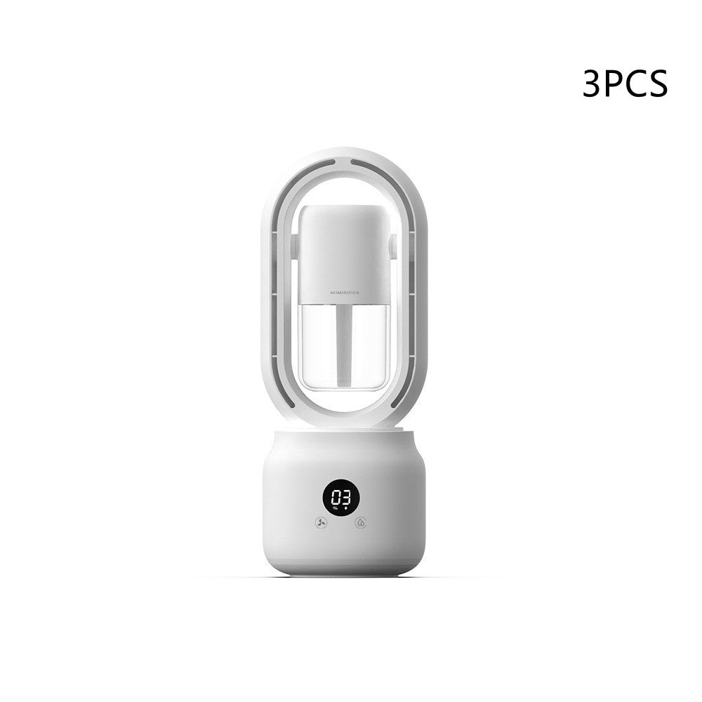 Ventilador Eléctrico Portátil Recargable USB sin Aspas con Rociador de Niebla Enfriado por Agua de Verano, Humidificador de Aire, Ventilador de Mesa