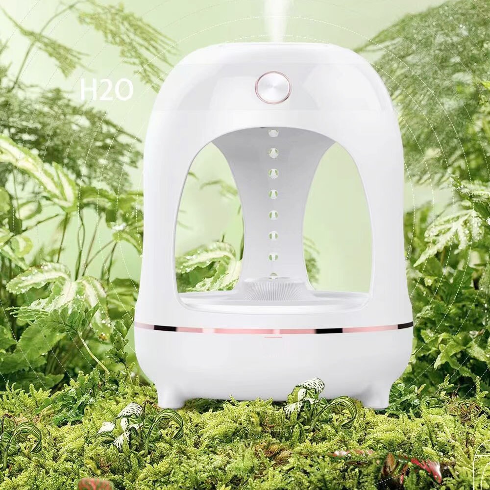 Humidificador antigravedad con gotas de agua levitantes, fuente de agua, luz nocturna LED, atomización para purificación de aire, lámpara de decoración de escritorio