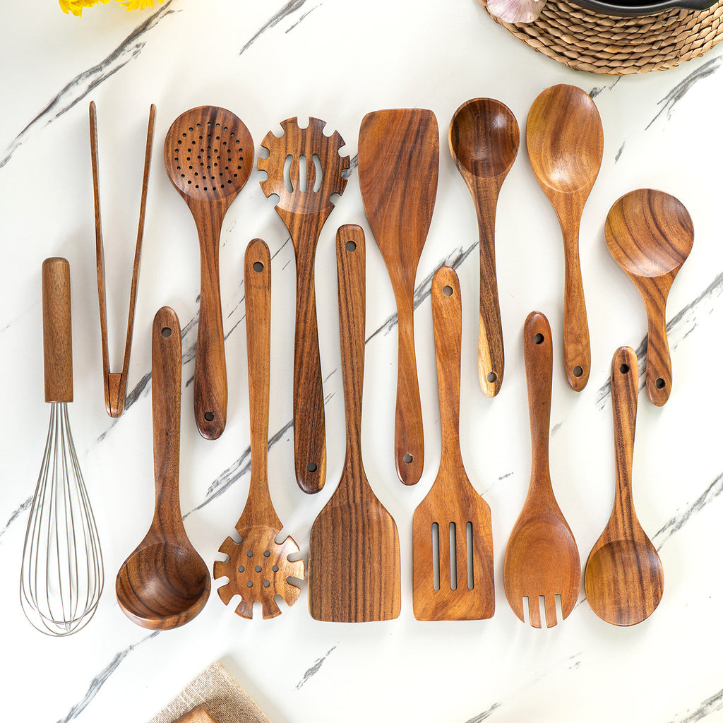 Chinese Elm Wooden Spatula Non-Stick Cookware Set