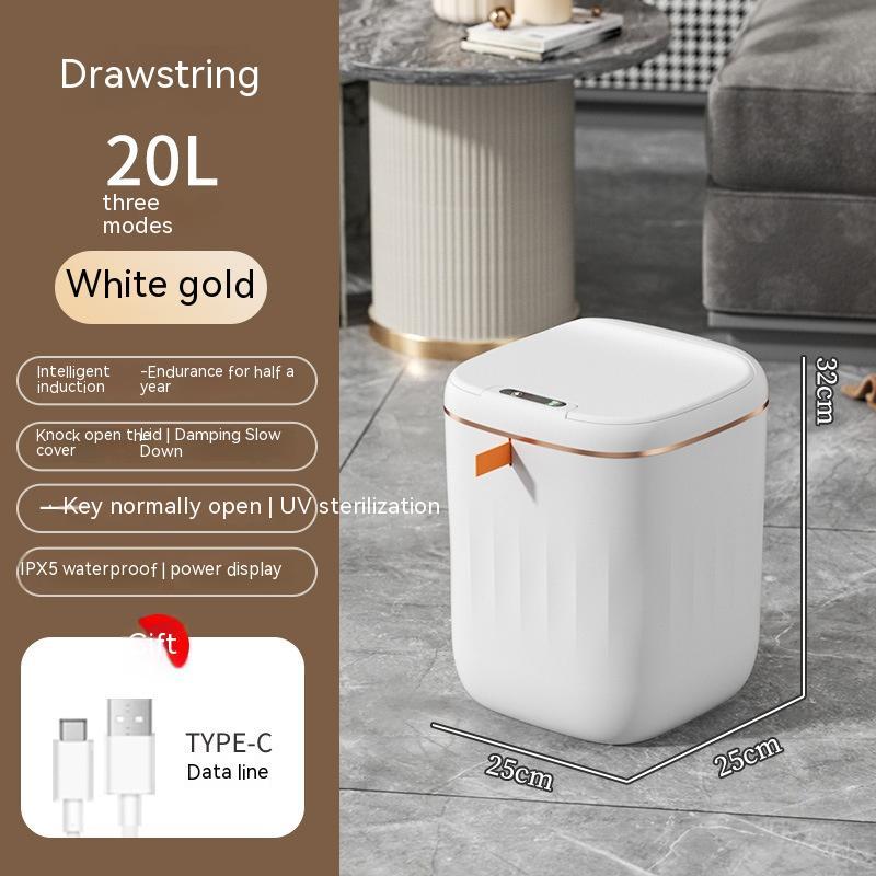 Bote de Basura Inteligente con Tapa para Dormitorio y Sala de Estar, Caja de Almacenamiento de Cocina, Bote de Basura con Inducción, Caja Pequeña para Coche, Cubo de Basura Inteligente Automático, Contenedor de Basura Inteligente