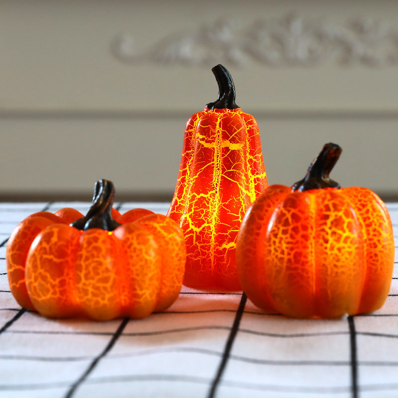 Nueva Calabaza de Halloween Linterna de calabaza de simulación Lámpara de vela LED de calabaza Resina Calabaza luminosa