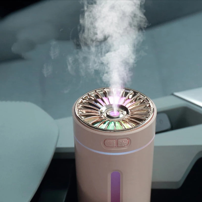 Humidificador de aire inalámbrico con luces de colores, ultrasónico silencioso, difusor purificador USB, 800 mAh recargable, fabricante de niebla fría para coche