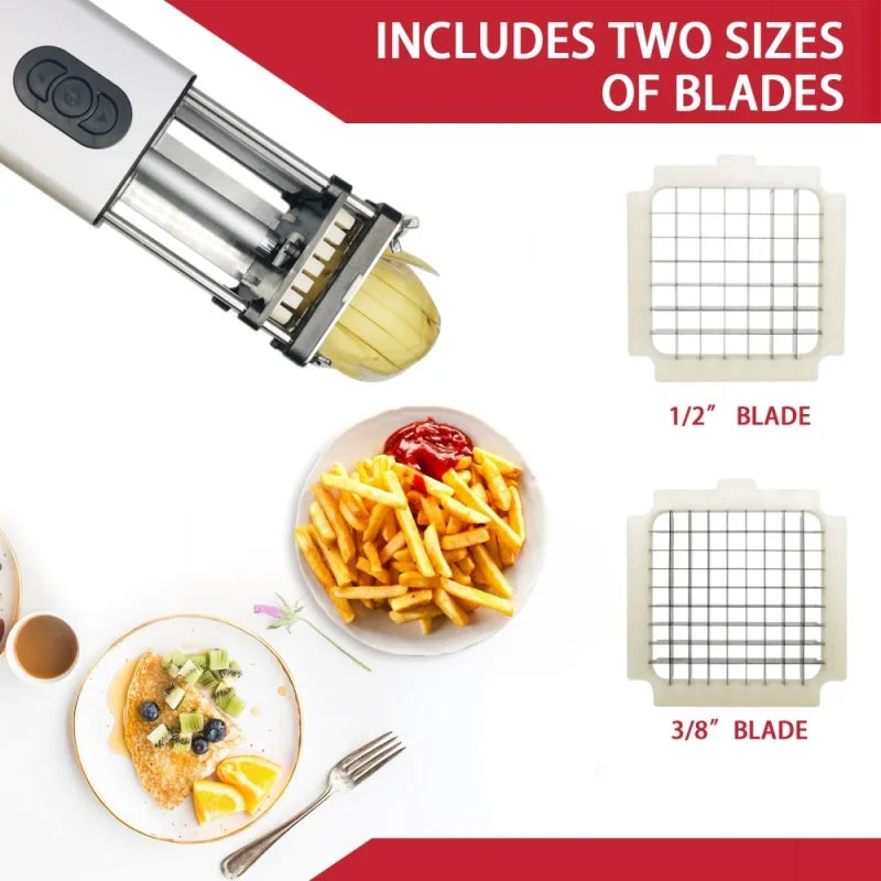 Cortador Eléctrico de Papas Fritas para Cocina con Cuchillas de Acero Inoxidable para Verduras, Papa, Zanahoria para Uso Comercial y Doméstico