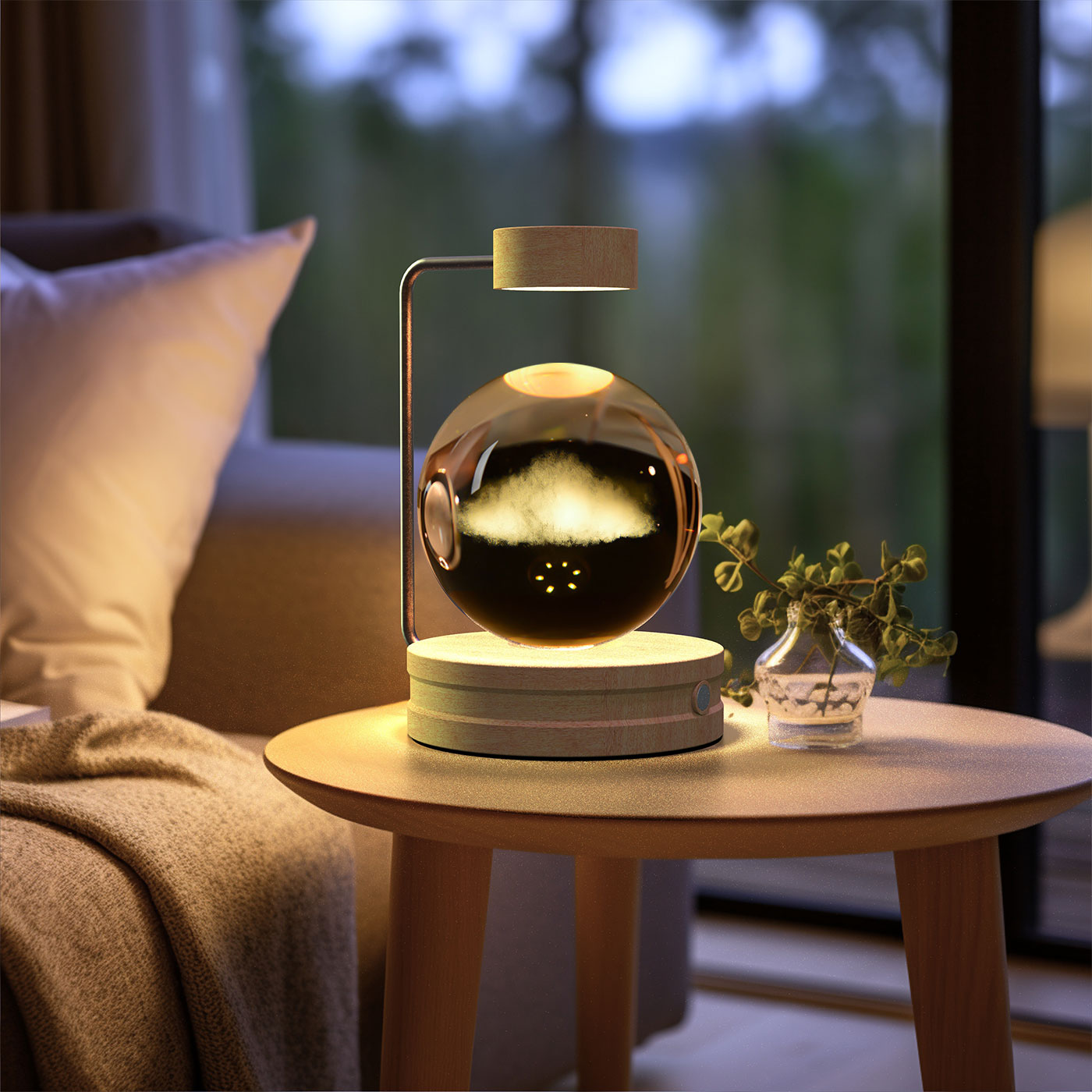 Luz de noche de bola de cristal con dinosaurio cósmico para interior, USB, luz cálida para mesita de noche, regalo de cumpleaños