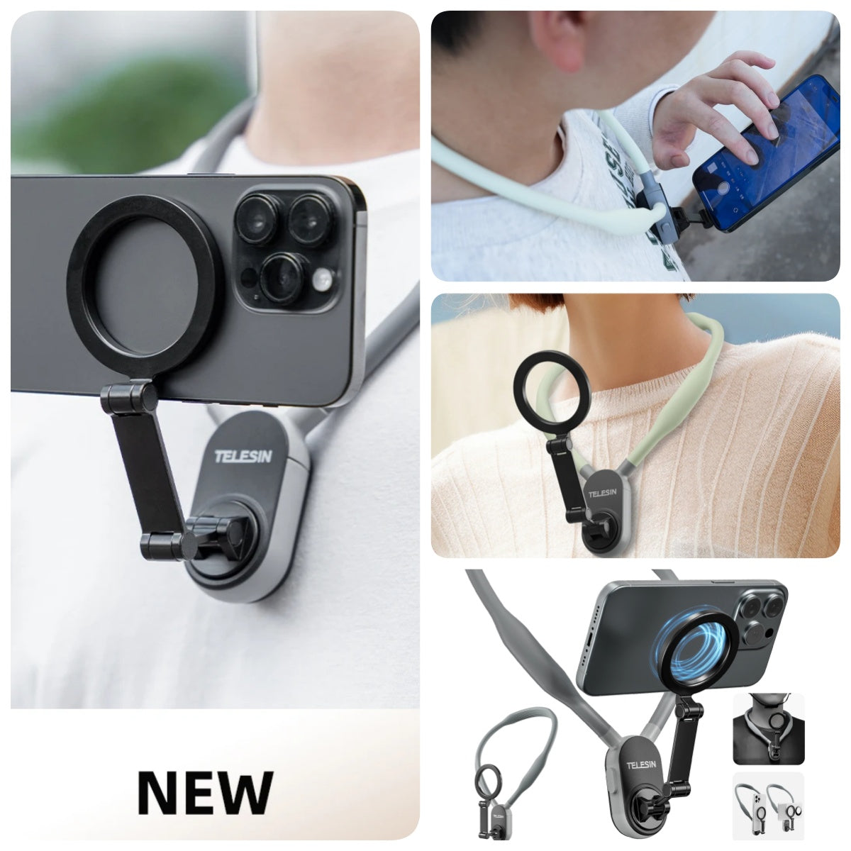 Soporte magnético de silicona para teléfono de cuello de liberación rápida para teléfono Magsafe de succión magnética, soporte para colgar el teléfono en el cuello