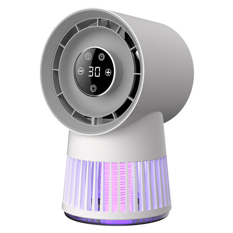 Ventilador de escritorio mini creativo 2 en 1 para matar mosquitos, matamosquitos eléctrico, ventilador recargable por USB, lámpara de noche para el hogar y suministros para exteriores