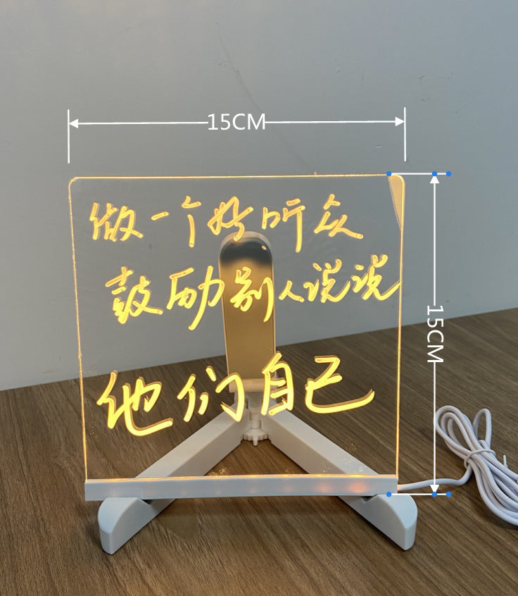 Lámpara de Noche LED con Tablero de Notas Acrílico DIY, Tablero de Mensajes Creativo, Lámpara de Vacaciones con 7 Bolígrafos, Lámpara de Escritorio LED USB, Lámpara de Pintura para Momentos Diarios