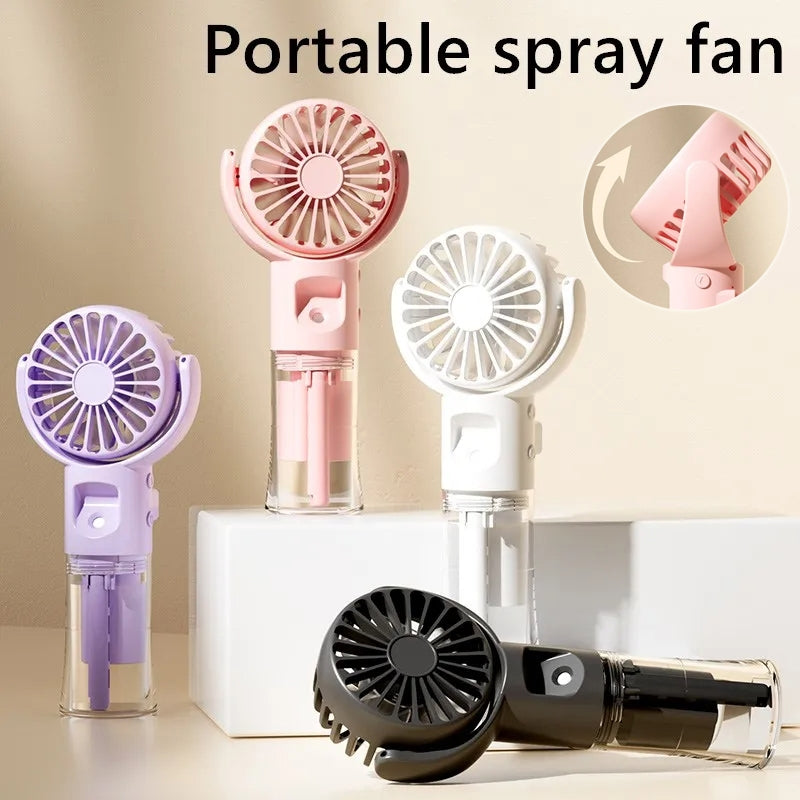 Ventilador de pulverización de mano portátil, 4 velocidades, ventilador de niebla pulverizadora de agua, artefacto de refrigeración de verano, carga USB, suministros de verano, mini ventilador para exteriores