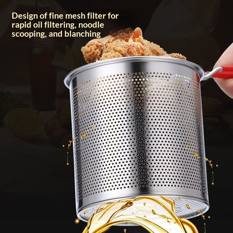 Stainless Steel Deep Fryer For Home Use, Small Skewer Fryer With Strainer