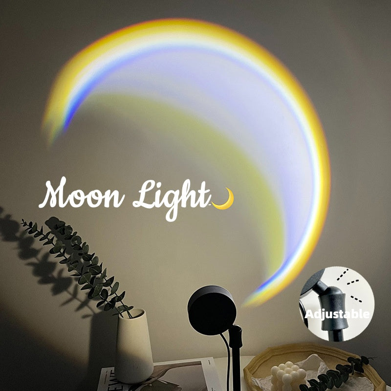 INS Lámpara Luna USB LED Arcoíris Neón Luz Nocturna Atardecer Proyector Fotografía Iluminación Ambiente de Pared Para Dormitorio Decoración del Hogar