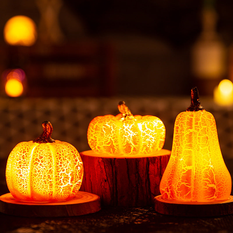 Nueva Calabaza de Halloween Linterna de calabaza de simulación Lámpara de vela LED de calabaza Resina Calabaza luminosa