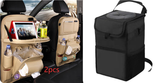 Bolsa de almacenamiento para coche de cuero PU, bandeja multifunción para asiento trasero, bolsa colgante, organizador de coche impermeable, accesorios de interior de automoción