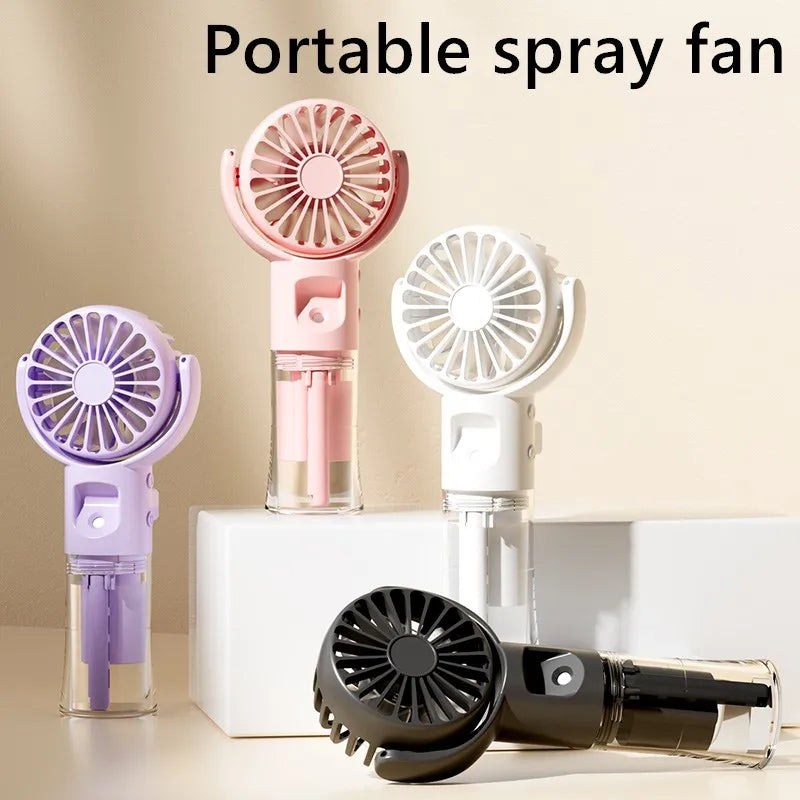 Ventilador de pulverización de mano portátil, 4 velocidades, ventilador de niebla pulverizadora de agua, artefacto de refrigeración de verano, carga USB, suministros de verano, mini ventilador para exteriores