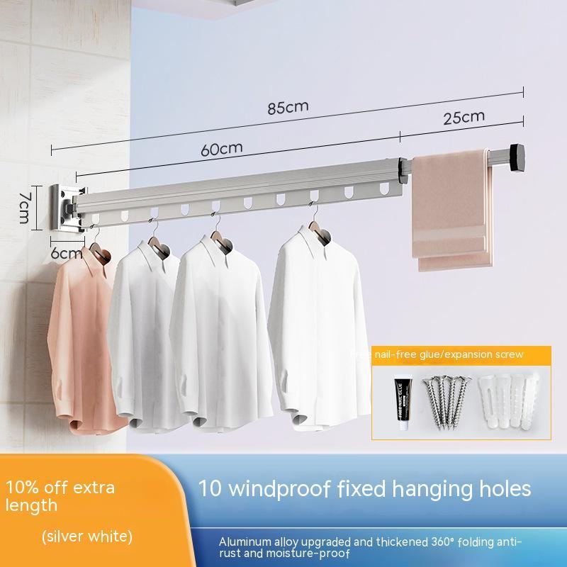 Perchero plegable con ventosa para ropa, balcón, aluminio, tendedero retráctil, sin perforaciones