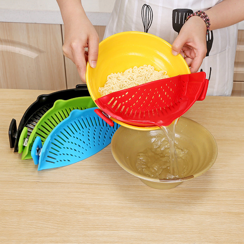 Embudo colador de aceite de silicona para ollas y sartenes, colador creativo para lavar arroz para escurrir líquidos, se adapta a todos los tamaños de ollas