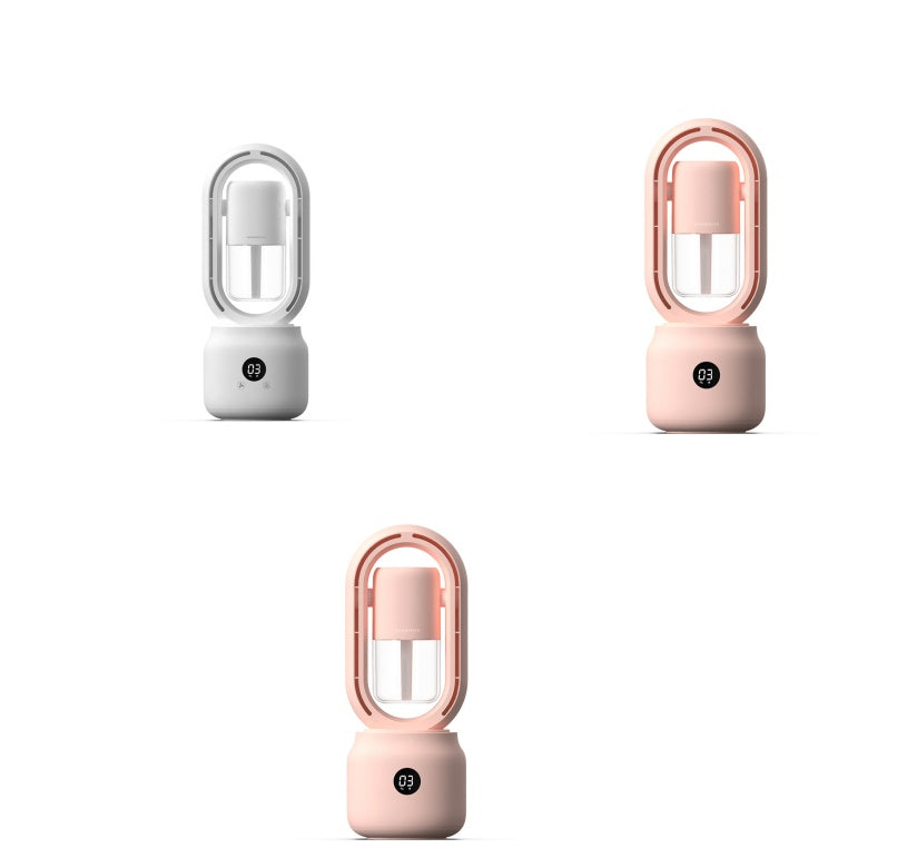 Ventilador Eléctrico Portátil Recargable USB sin Aspas con Rociador de Niebla Enfriado por Agua de Verano, Humidificador de Aire, Ventilador de Mesa