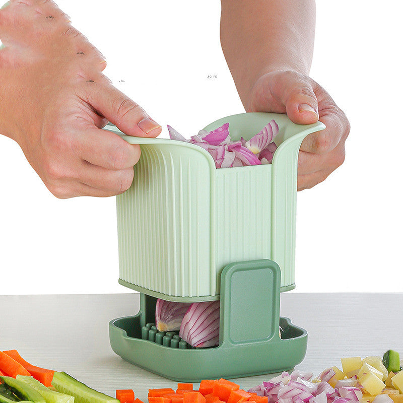 Cortador de Verduras Multifuncional, Cortador de Papas Fritas, Picador de Cebolla de Presión Manual Doméstico, Rebanador de Pepino y Papa, Herramientas de Cocina