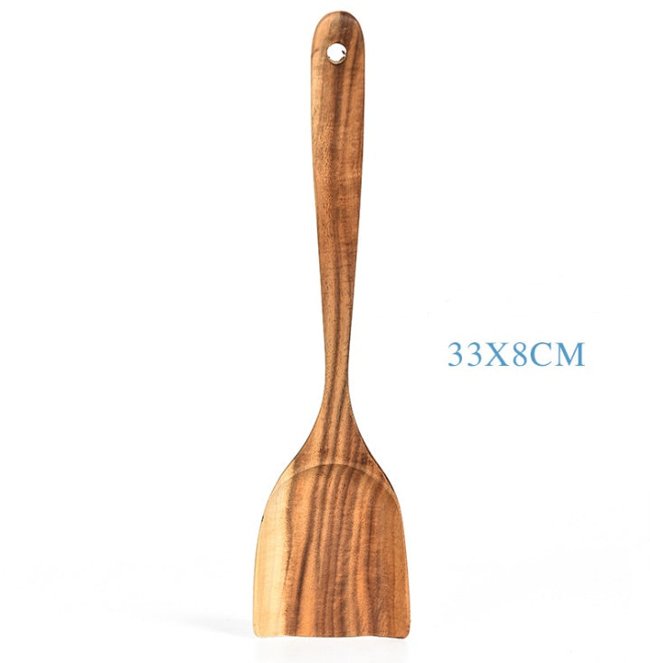 Cuchara de madera de teca natural, cucharón, espátula, colador de arroz, espumadera de sopa, juego de utensilios de cocina, cuchara, cucharon, herramientas y aparatos de cocina