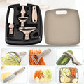 Juego de cortadores de acero inoxidable, juego de tres piezas, tabla de cortar de paja de trigo, cuchillo para fruta, pelador, herramientas de cocina combinadas