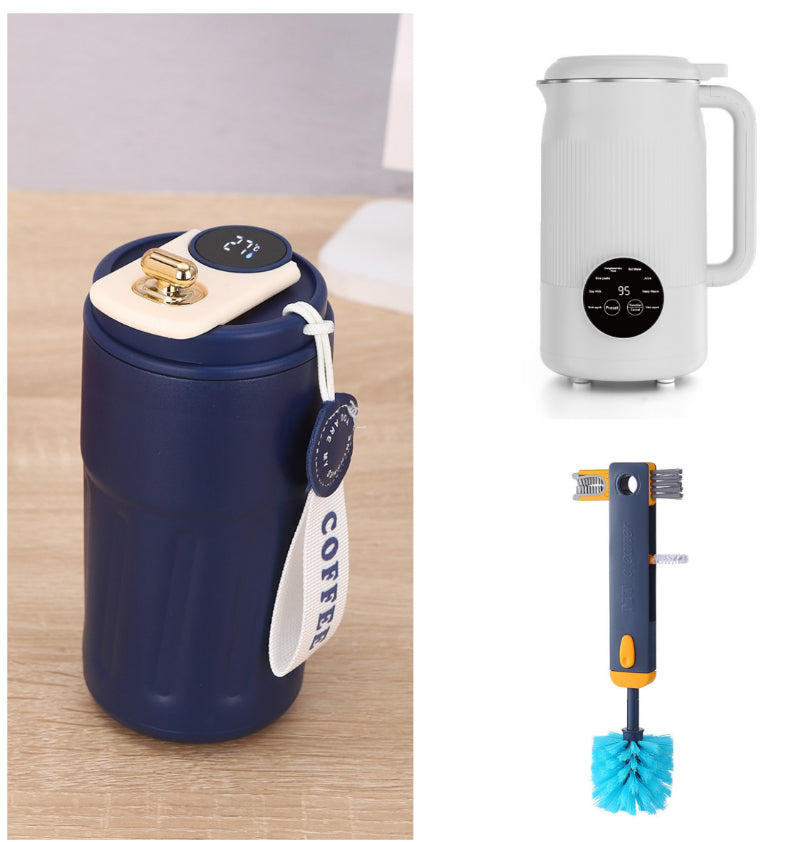 Taza de café portátil inteligente con pantalla digital, botella de agua de acero inoxidable, termo de coche, taza aislada para mantener el frío, 450ml