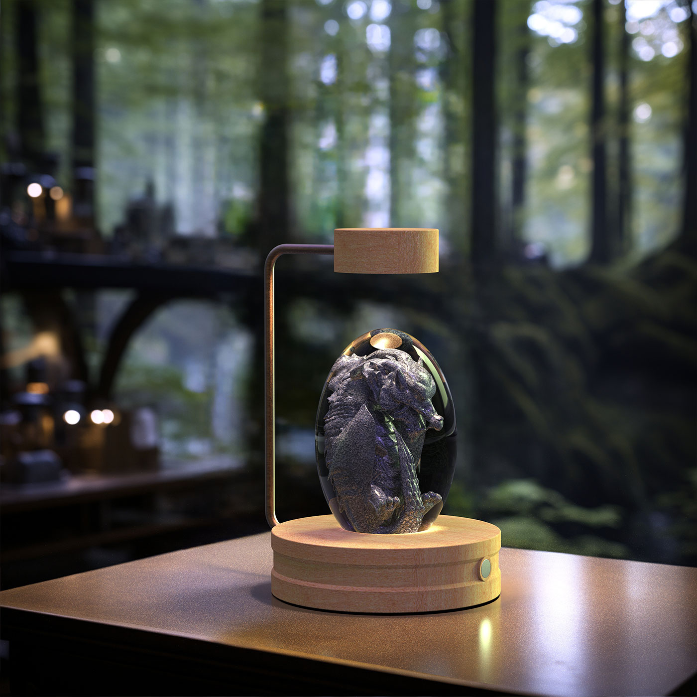 Luz de noche de bola de cristal con dinosaurio cósmico para interior, USB, luz cálida para mesita de noche, regalo de cumpleaños