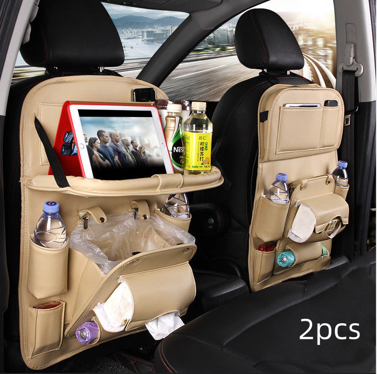 Bolsa de almacenamiento para coche de cuero PU, bandeja multifunción para asiento trasero, bolsa colgante, organizador de coche impermeable, accesorios de interior de automoción