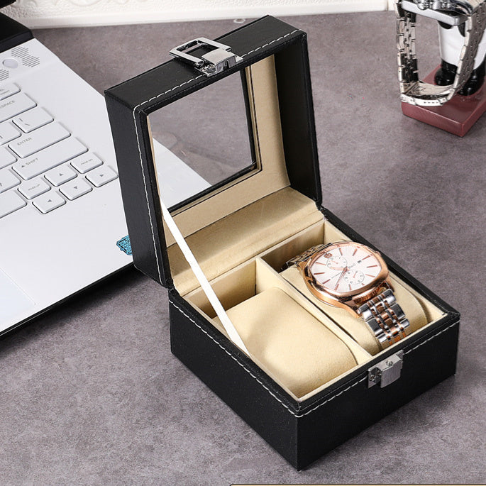 Caja de almacenamiento de reloj de cuero sencilla y creativa
