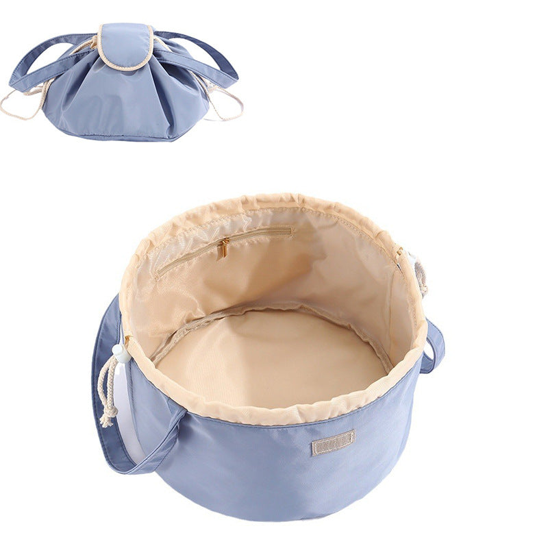 Neceser de Maquillaje con Cordón tipo Barril de Gran Capacidad para Mujer, Organizador de Artículos de Tocador, Bolsa de Almacenamiento de Viaje para Dama