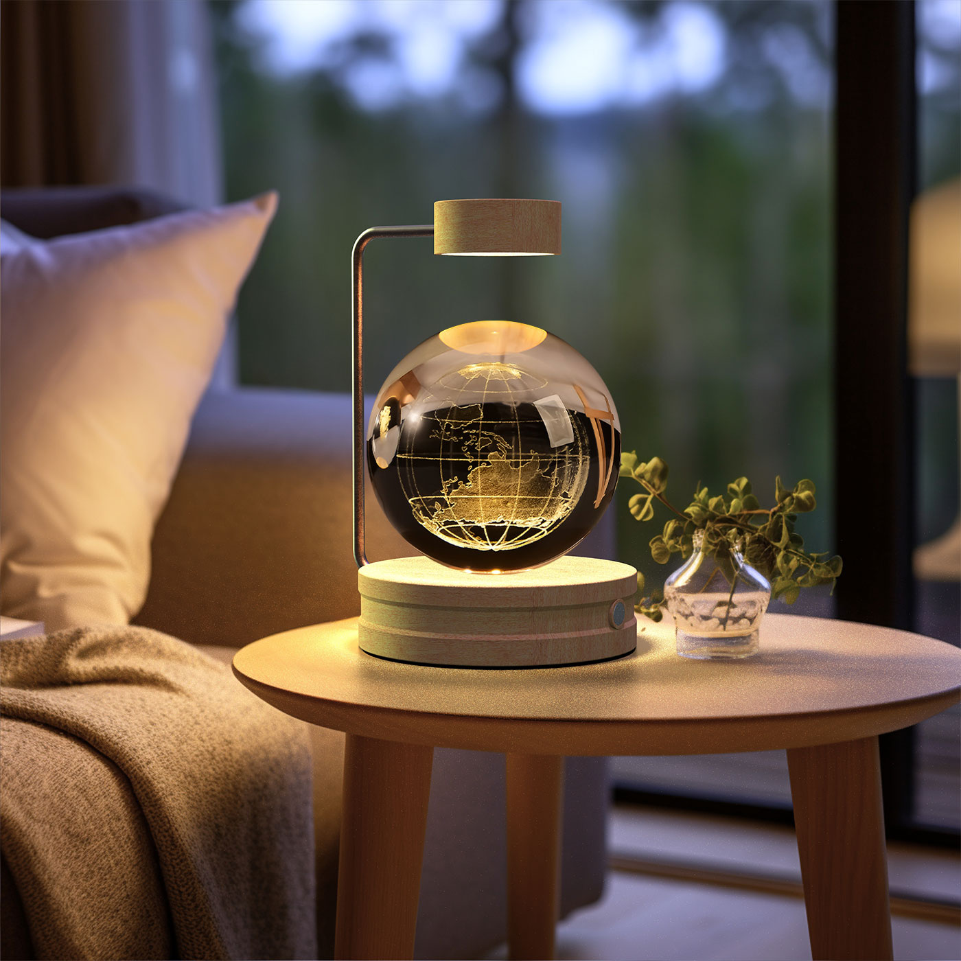 Luz de noche de bola de cristal con dinosaurio cósmico para interior, USB, luz cálida para mesita de noche, regalo de cumpleaños