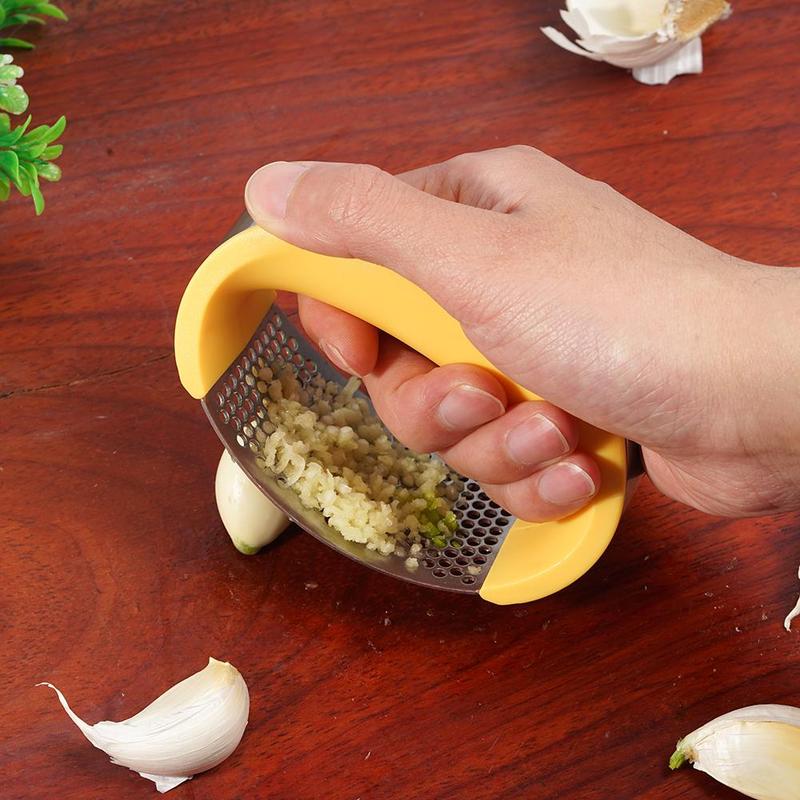 Machacador de ajos de acero inoxidable, prensa de ajos, herramientas manuales de curva para frutas y verduras, utensilios de cocina
