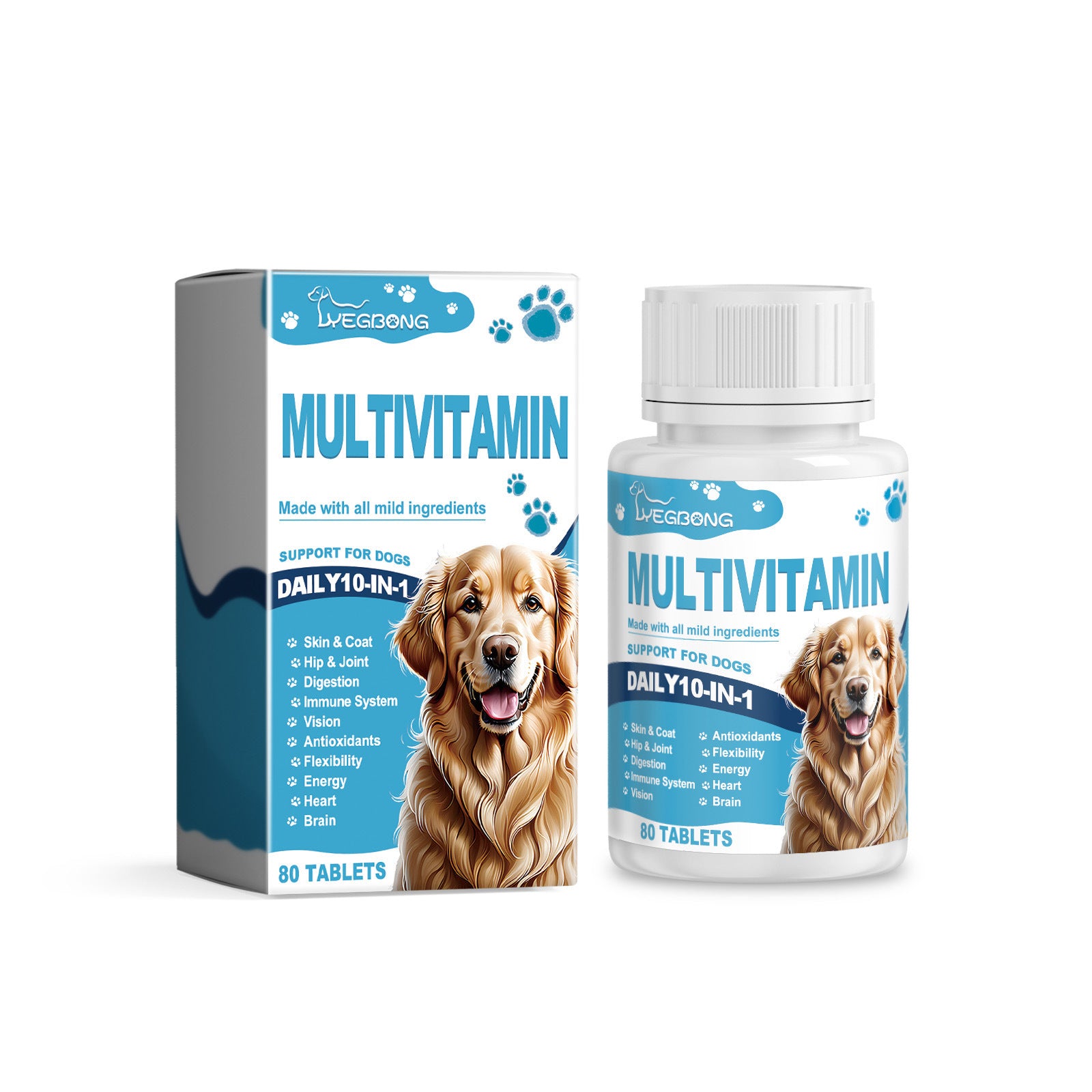 Yegbong Multivitamínico en comprimidos para perros Gatos Mascotas
