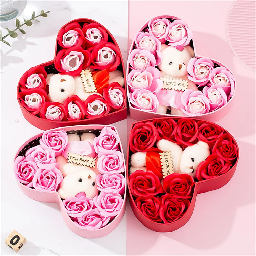 Caja de regalo roja en forma de corazón para Año Nuevo, Navidad, San Valentín, Día de la Madre, cumpleaños