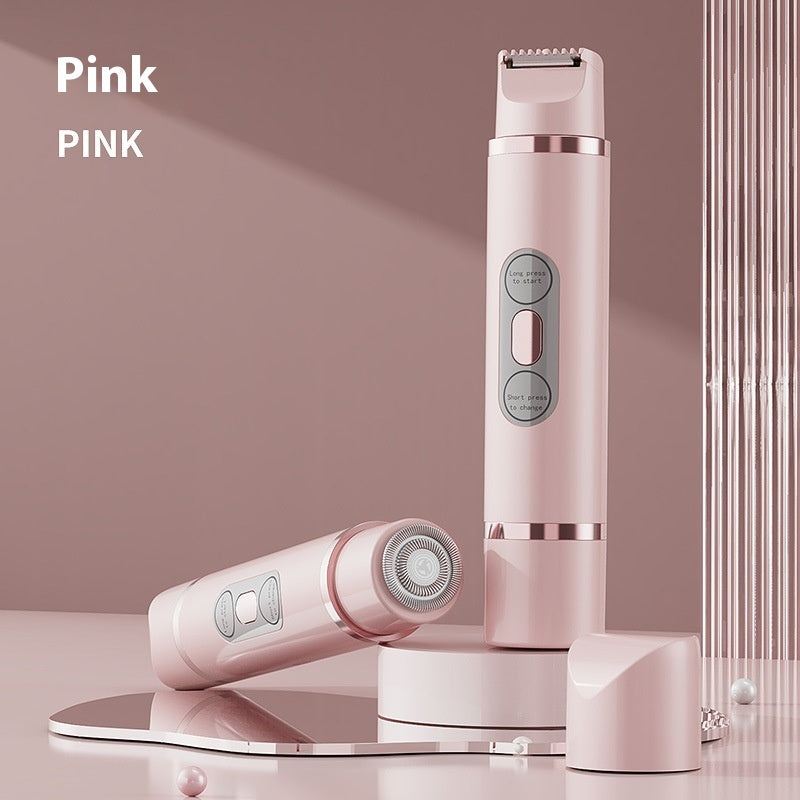 Depiladora eléctrica de doble cabezal, indolora para mujer, dispositivo de depilación para bikini, recortador automático de vello en axilas, rostro, labios y piernas