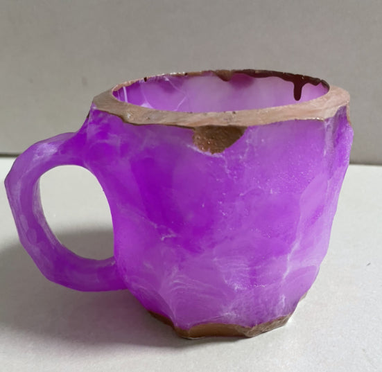 Tazas de café de resina con minerales y cristales de 400 ml con asas Elegante taza de imitación de mineral y cristal para decoración de oficina y hogar, regalo de Navidad, utensilios de cocina
