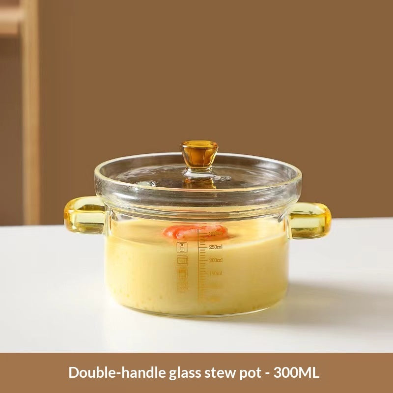 Household Borosilicate Glass Stew Pot With Measurement Scale