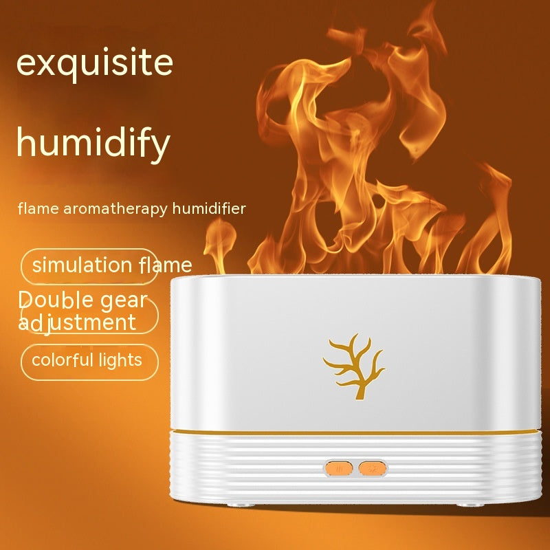 Humidificador de llama USB con temporizador inteligente, difusor de aroma eléctrico LED, lámpara de noche con simulación de fuego para decoración del hogar