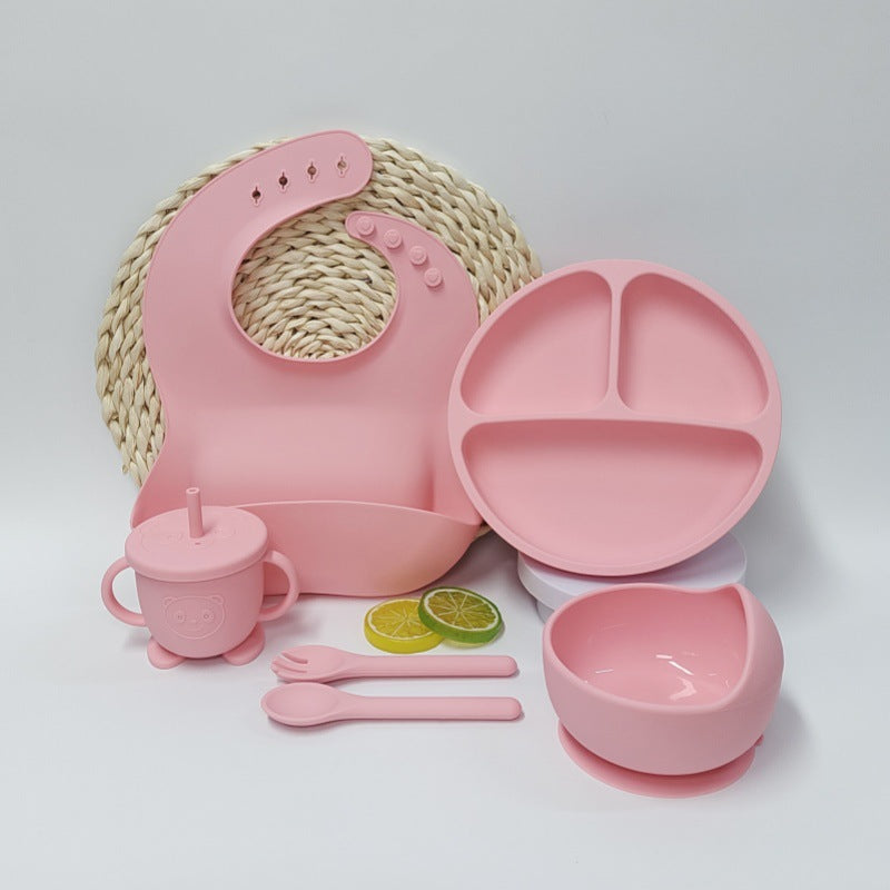 Infant And Toddler Feeding Training Silicone Suction-cup Placemat And Silicone Tableware