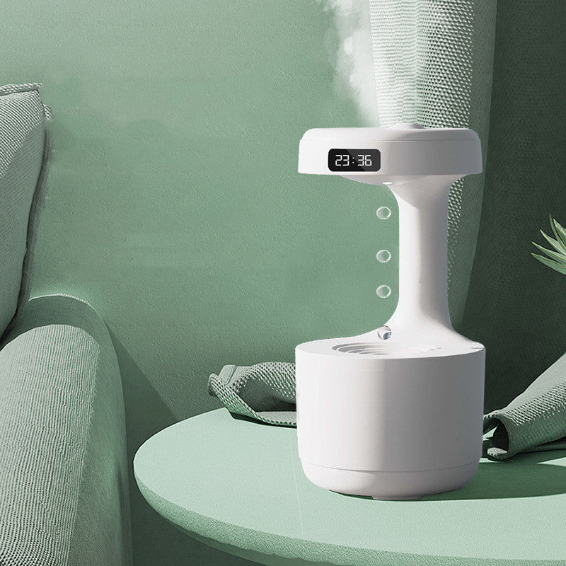Humidificador antigravedad para dormitorio con reloj, difusor de aroma con reflujo de gotas de agua, humidificador de gran capacidad, silencioso, de niebla pesada, pulverizador doméstico para oficina y dormitorio
