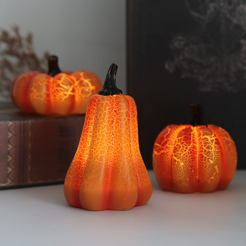 Nueva Calabaza de Halloween Linterna de calabaza de simulación Lámpara de vela LED de calabaza Resina Calabaza luminosa