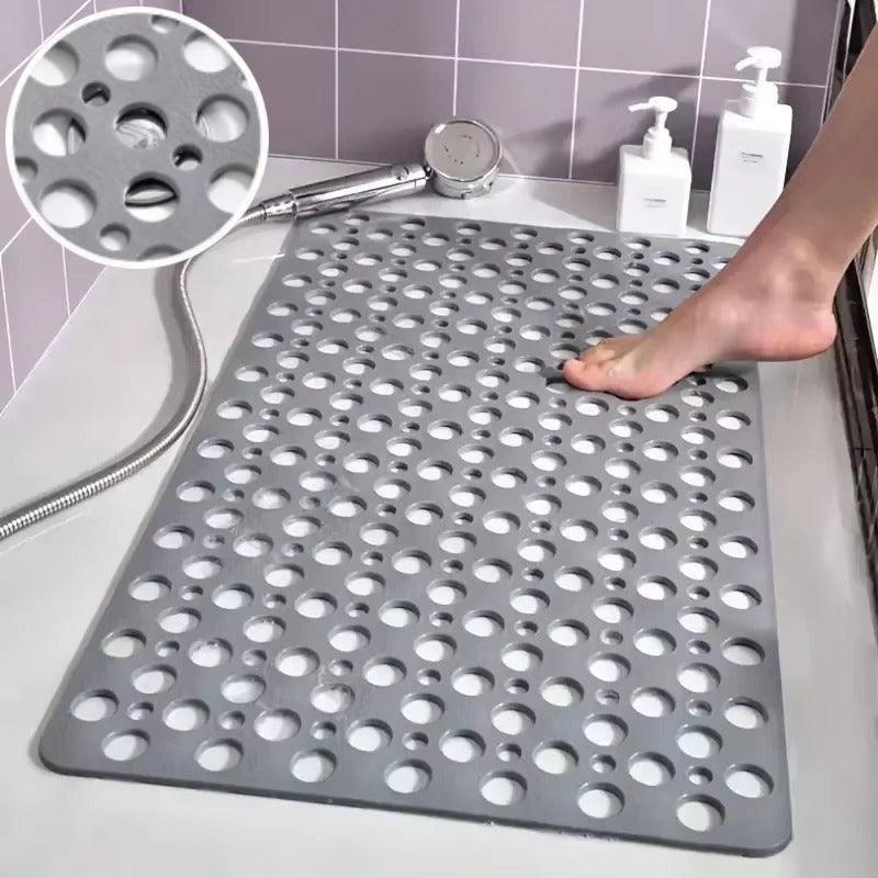 Alfombrilla de baño antideslizante cuadrada con ventosa y diseño de orificio redondo, alfombrilla de ducha antideslizante para el hogar, de masaje, de drenaje rápido