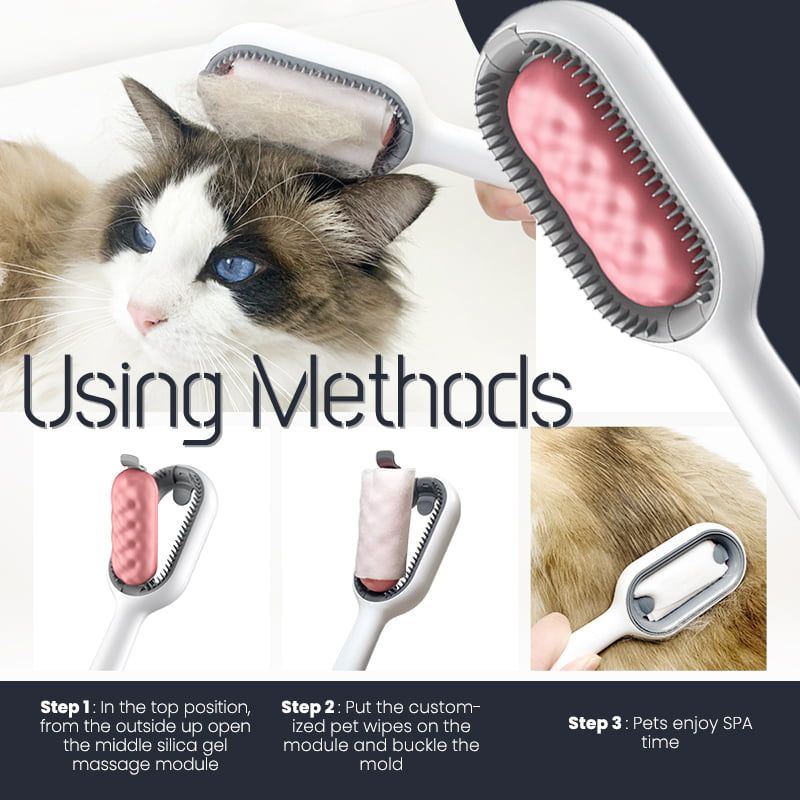 Peine quitapelos con toallitas desechables adhesivas para gatos
