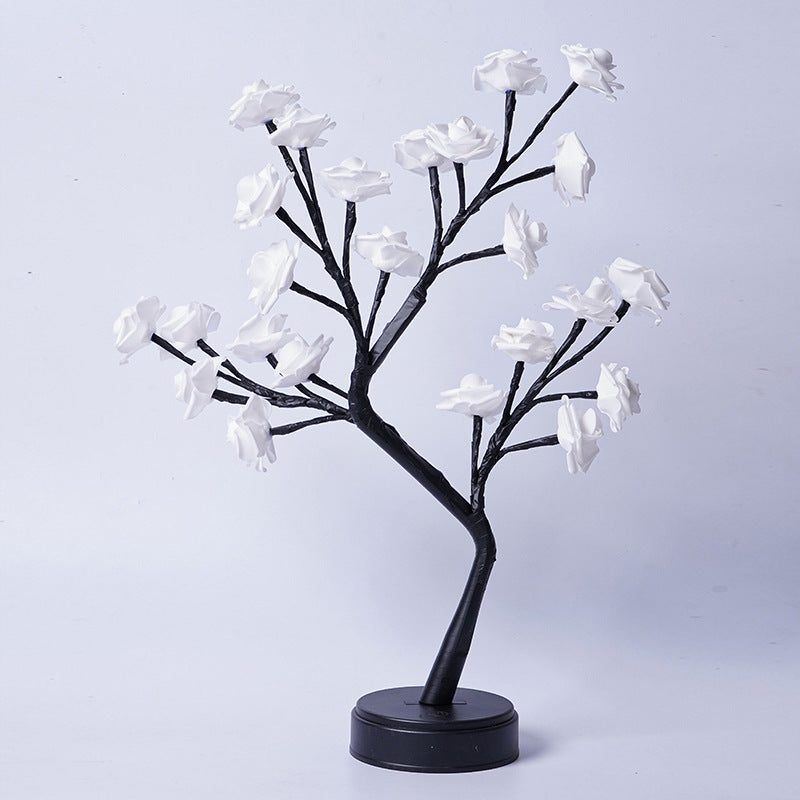 Lámpara de mesa, árbol de flores, lámparas de rosas, luces de noche LED, USB, regalos para decoración de bodas, San Valentín y Navidad