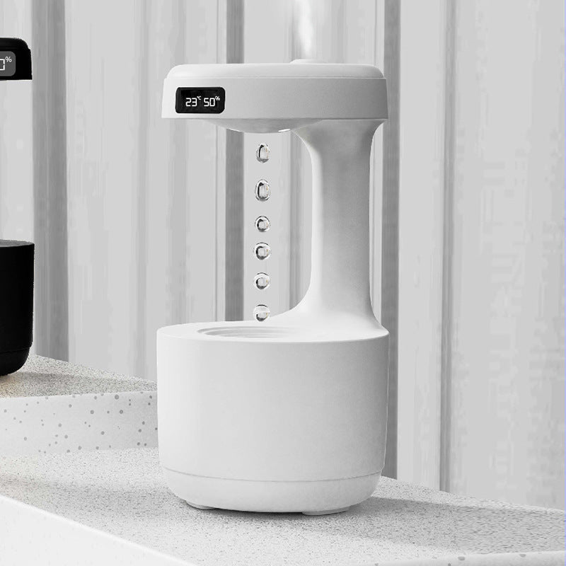 Humidificador antigravedad para dormitorio con reloj, difusor de aroma con reflujo de gotas de agua, humidificador de gran capacidad, silencioso, de niebla pesada, pulverizador doméstico para oficina y dormitorio