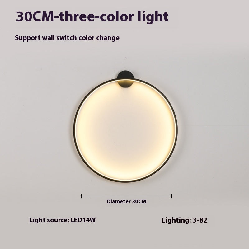 Lámpara de noche redonda minimalista para dormitorio, inalámbrica, para sala de estar, sofá, fondo de pared, hotel, lámpara de pared decorativa