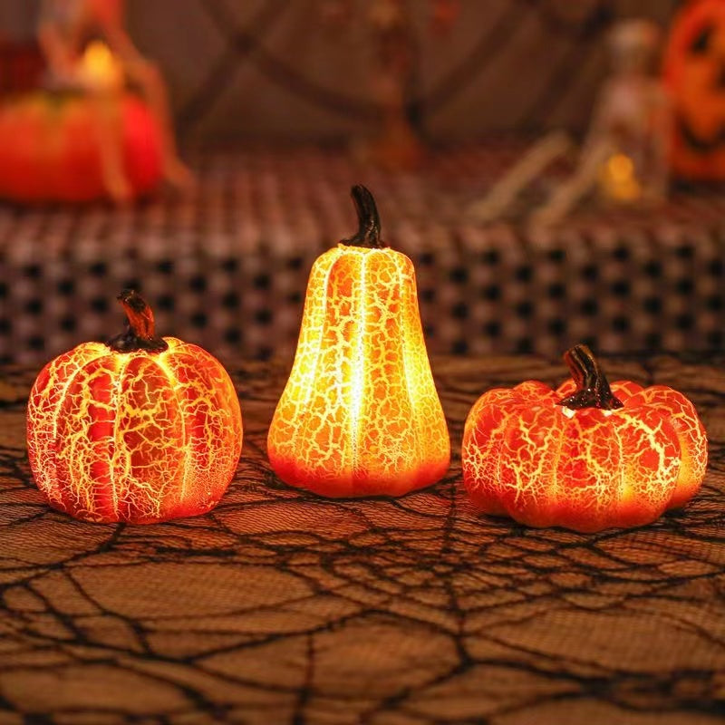 Nueva Calabaza de Halloween Linterna de calabaza de simulación Lámpara de vela LED de calabaza Resina Calabaza luminosa