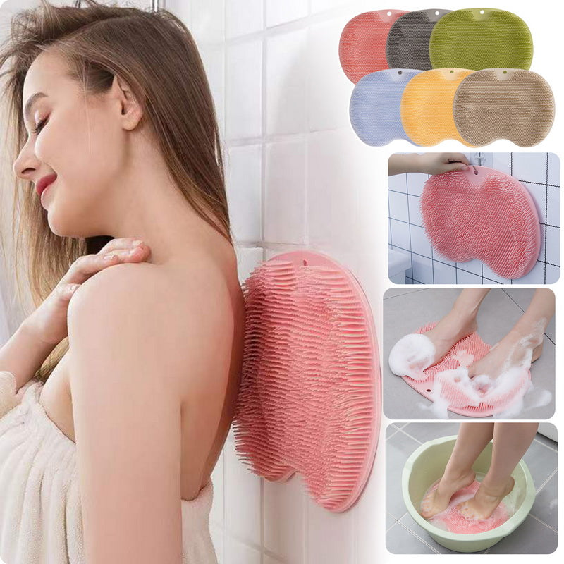 Masaje Cepillo de baño Alfombrilla de baño antideslizante para el baño Cepillo de masaje para la espalda Almohadilla de silicona con ventosa para frotar los pies Herramienta de limpieza corporal para el baño
