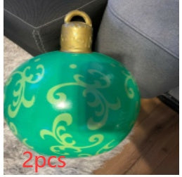Bolas de adorno navideño de PVC para exteriores de 60 CM, bolas decoradas inflables de PVC, bolas gigantes grandes, adornos para árboles de Navidad, juguete de bola