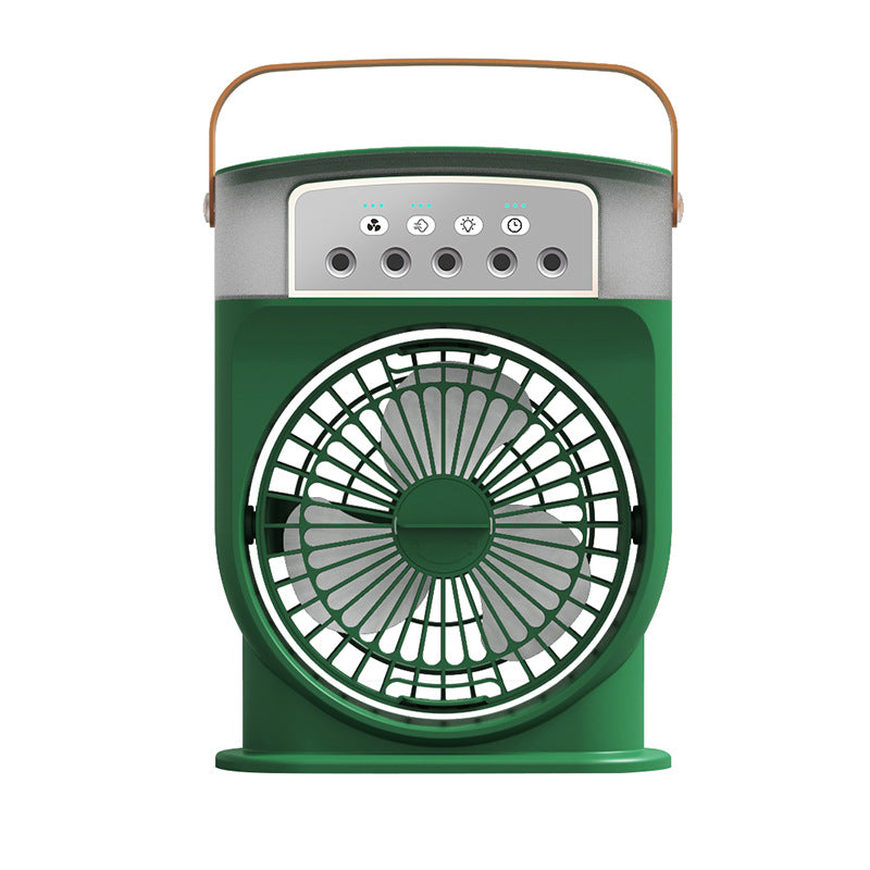 Ventilador de refrigeración portátil USB con 5 rociadores, luz de 7 colores, tanque de agua de 600 ml, humidificador enfriador de aire con rocío.