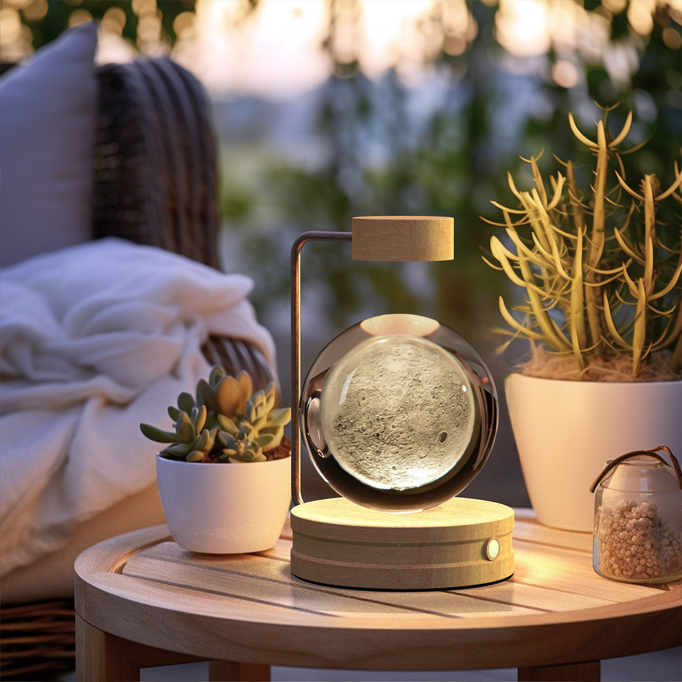 Luz de noche de bola de cristal con dinosaurio cósmico para interior, USB, luz cálida para mesita de noche, regalo de cumpleaños